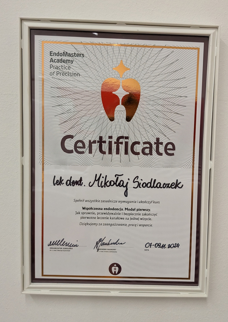 Certyfikat z zakresu chirurgii stomatologicznej